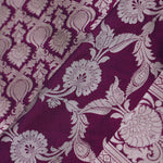 Burgundy Banarasi Silk Saree With Silver Zari Border