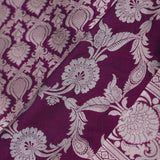 Burgundy Banarasi Silk Saree With Silver Zari Border