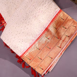 Cream Colour Chikankari Triple Muniya Saree With Intricate Embroidery