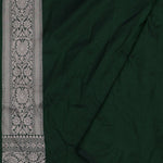 Dark Green Banarasi Silk Saree With Contrast Border