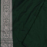 Dark Green Banarasi Silk Saree With Contrast Border