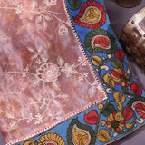 Elegant Peach-Toned Organza Saree Adorned With Delicate Floral Embroidery