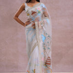 White Organza Embroidery Saree