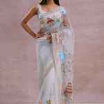White Organza Embroidery Saree
