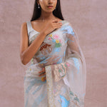 White Organza Embroidery Saree