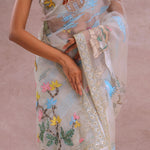 White Organza Embroidery Saree