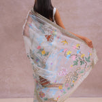 White Organza Embroidery Saree