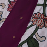 Sangria Purple Kanjivaram Silk Saree With Kalamkari Patch
