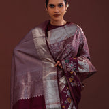 Gondola Magenta Red Kanjivaram Silk Saree With Floral Jaal