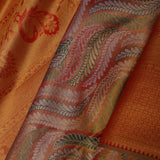 Orange Kanjivaram Tissue Saree With Leaf Patterns