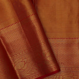 Orange Kanjivaram Tissue Saree With Leaf Patterns