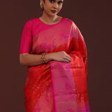 Red Kanjivaram Silk Saree With Floral Woven