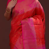 Red Kanjivaram Silk Saree With Floral Woven