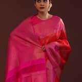 Red Kanjivaram Silk Saree With Floral Woven