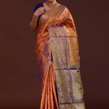 Orange Kanjivaram Tissue Saree With Designer Border