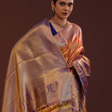 Orange Kanjivaram Tissue Saree With Designer Border