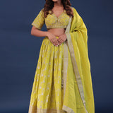 Corn Yellow Silk Lehenga Set