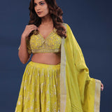 Corn Yellow Silk Lehenga Set