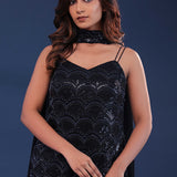 Black Georgette Straight Cut Palazzo Set
