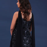 Black Georgette Straight Cut Palazzo Set