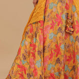 Golden Yellow Organza Crop Top Set