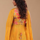 Golden Yellow Organza Crop Top Set