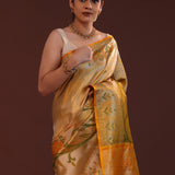 Orange Kanjivaram Tissue Designer Saree
