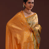 Orange Kanjivaram Tissue Designer Saree