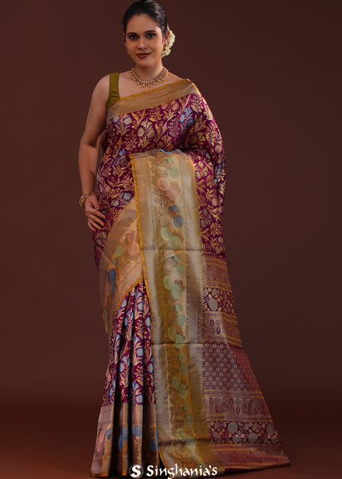 <img> Barossa Magenta Red Kanjivaram Silk