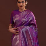 Grape Purple Kanjivaram Tissue Designer Saree