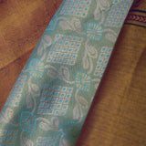 Light Mint Blue Kanjivaram Tissue Saree With Contrast Border