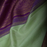 Mint Green Kanjivaram Silk Saree With Checks Pattern