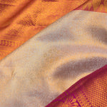 Beige Kanjivaram Tissue Silk Saree With Magenta Border