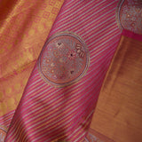 Deep Pink Kanjivaram Tissue Saree With Stripes