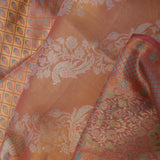 Dark Peach Kanjivaram Tissue Saree With Floral Weaving