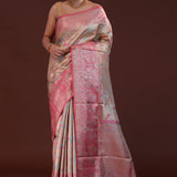 Gray Kanjivaram Tissue Saree With Contrast Border