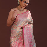 Gray Kanjivaram Tissue Saree With Contrast Border