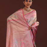 Gray Kanjivaram Tissue Saree With Contrast Border