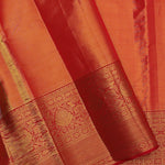 Pistachio Green Kanjivaram Tissue Silk Saree With Vibrant Orange Border
