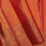 Pistachio Green Kanjivaram Tissue Silk Saree With Vibrant Orange Border