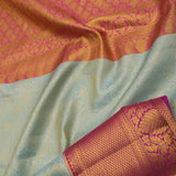 Soft Pistachio Kanjivaram Tissue Silk Saree With Purple Border