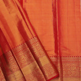 Dark Cream Kanjivaram Tissue Silk Saree With Vibrant Orange Border