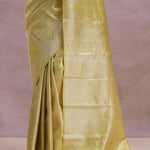 Gold Kanjivaram Tissue Saree With Silver Zari Work
