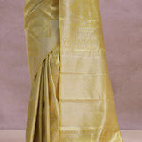 Gold Kanjivaram Tissue Saree With Silver Zari Work