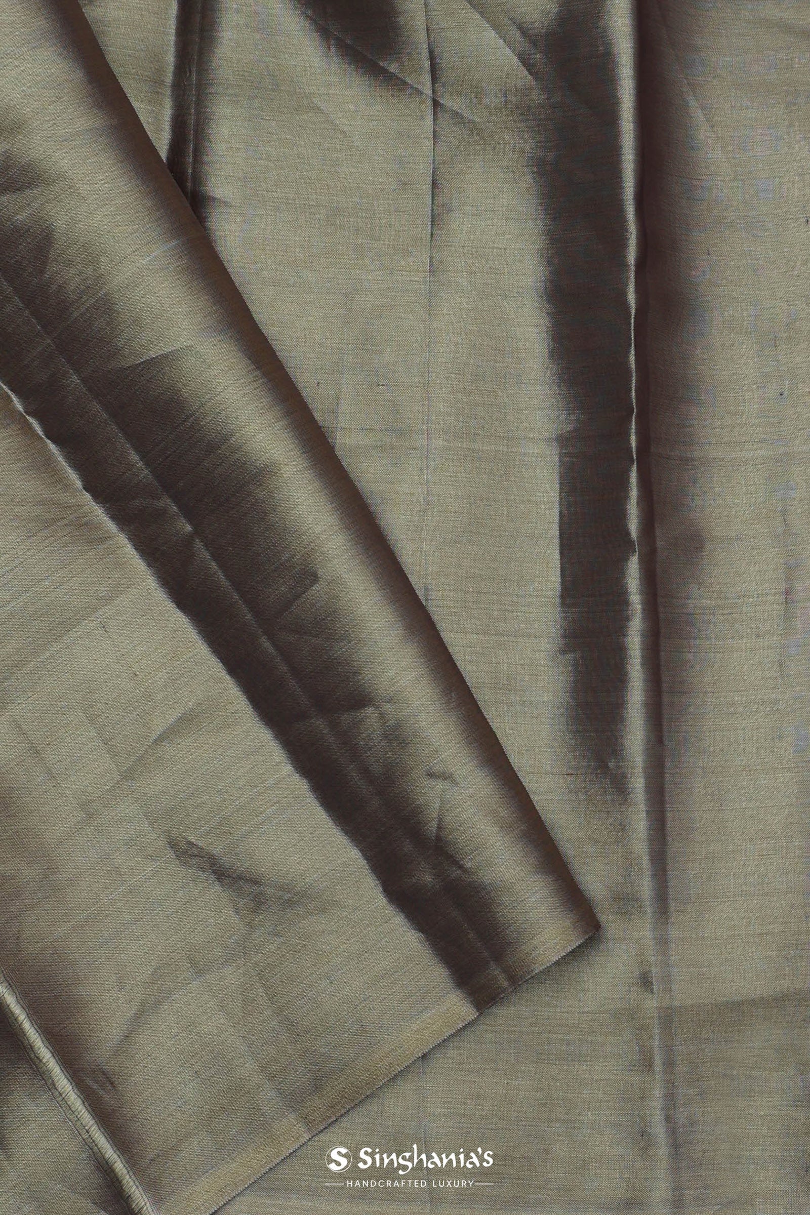 Golden Kanjivaram Tissue Saree With Contrast Green Border