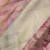 Beige Kanjivaram Tissue Silk Saree With Pink Border