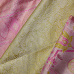 Golden Yellow Kanjivaram Tissue Silk Saree With Baby Pink Border