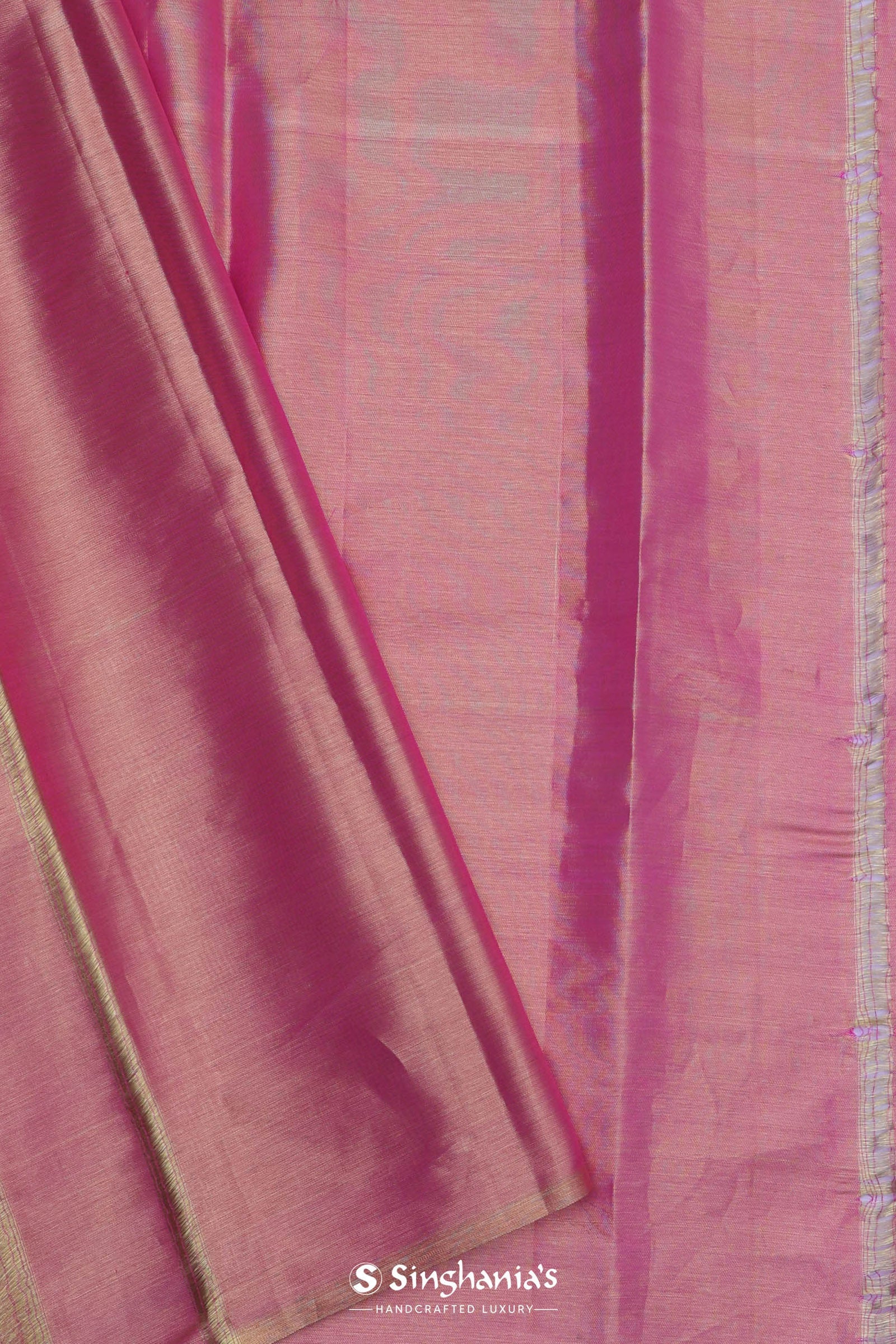 Golden Yellow Kanjivaram Tissue Silk Saree With Baby Pink Border