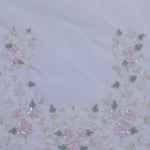 Soft Yellow Organza Embroidery Saree With Pearls And Sequins Detailing