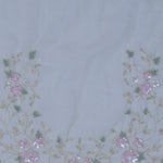 Soft Oilve Green Organza Embroidery Saree With Scallop Border